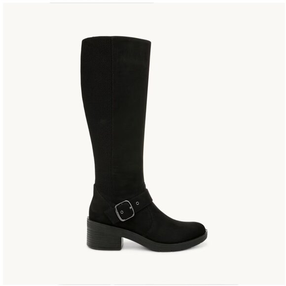 Life Stride Olympia Knee High Black Heeled Boots with Side Zipper and Buckle - Picture 3 of 12